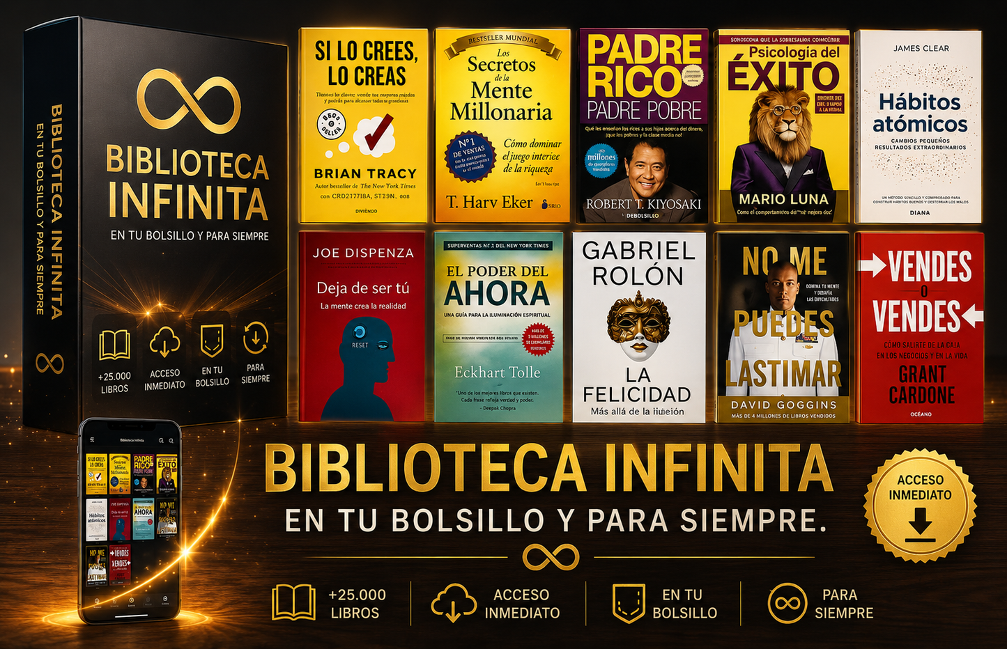 BIBLIOTECA INFINITA | 25.000 LIBROS DIGITALES + 1.500 AUDIOLIBROS + BONOS DE REGALO