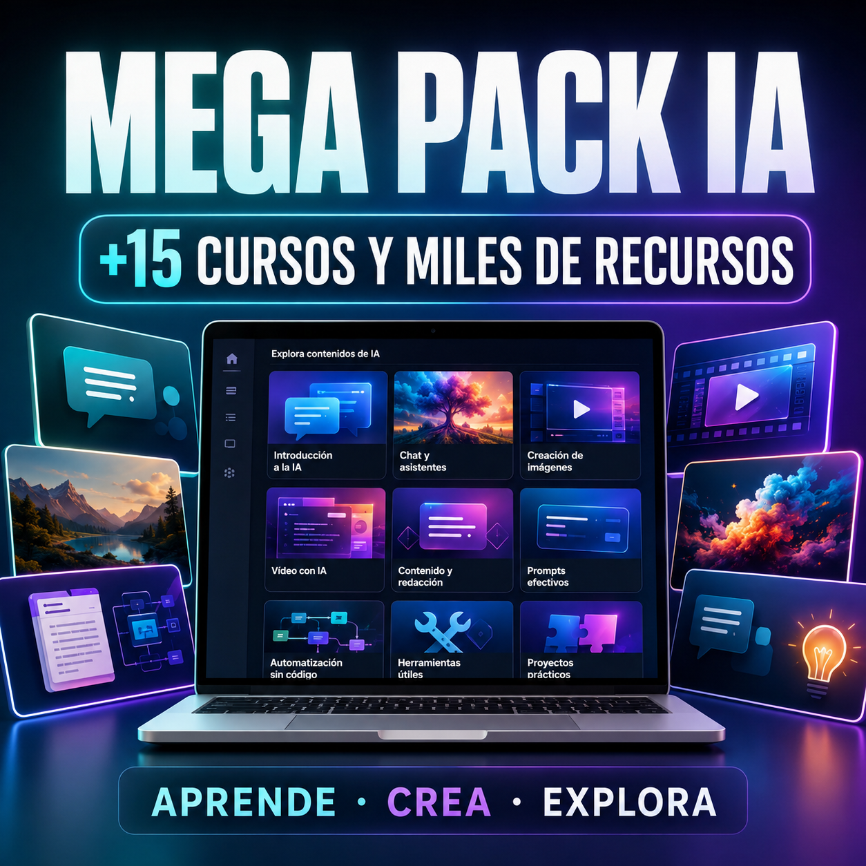 MEGA PACK INTELIGENCIA ARTIFICIAL - DE CERO A CREADOR EN 7 DÍAS